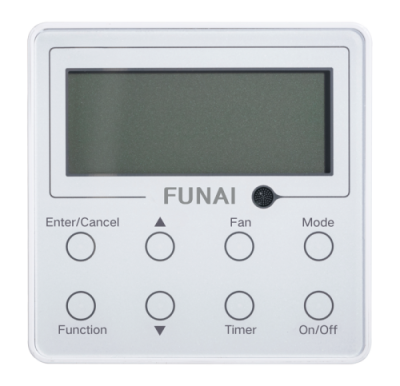 Проводной пульт управления RWG-04 для сплит-систем DAIJIN, сплит-систем с функцией теплового насоса ONSEN и внутренних блоков настенного типа DAIJIN мульти сплит-систем KIRIGAMI. Бренд: FUNAI